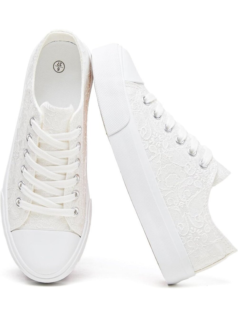 Women's White Stylish Low top Canvas Comfortable Casual Fashion Walking Sneaker